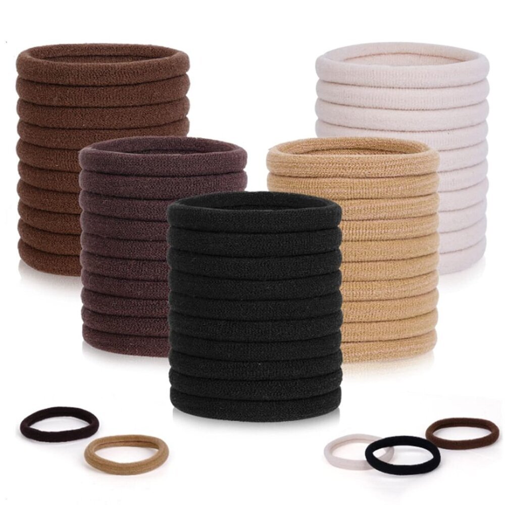 100 Pcs Elastic Hair Ties, Thick Seamless Hair Bands No Damage Soft Ponytail Hol